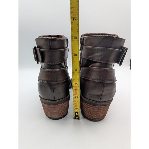 Vince Cameo VP-Peamer Brown Leather Buckle Zip Heels Ankle Boot Women's US 7.5M - Picture 7 of 10